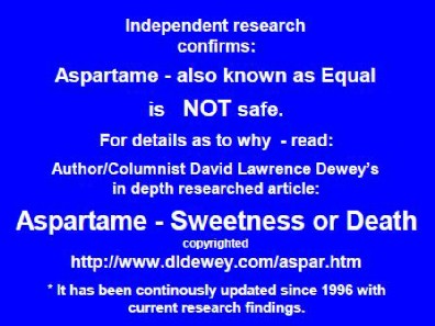 You Tube Aspartame Dangers