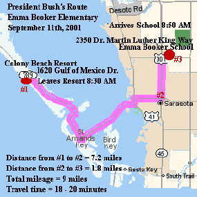 Bush Travel Route on 911